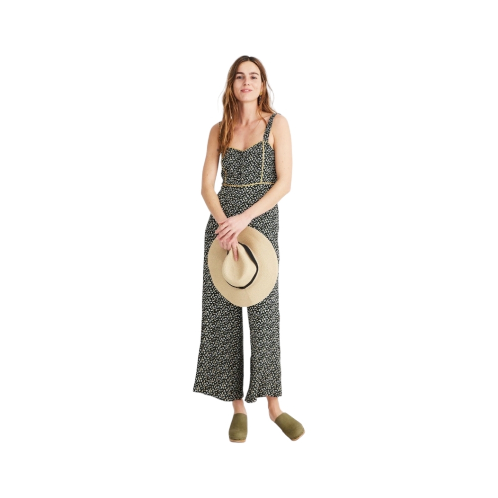 Madewell Button front Wide Leg Jumpsuit in Playground posies Size 4
